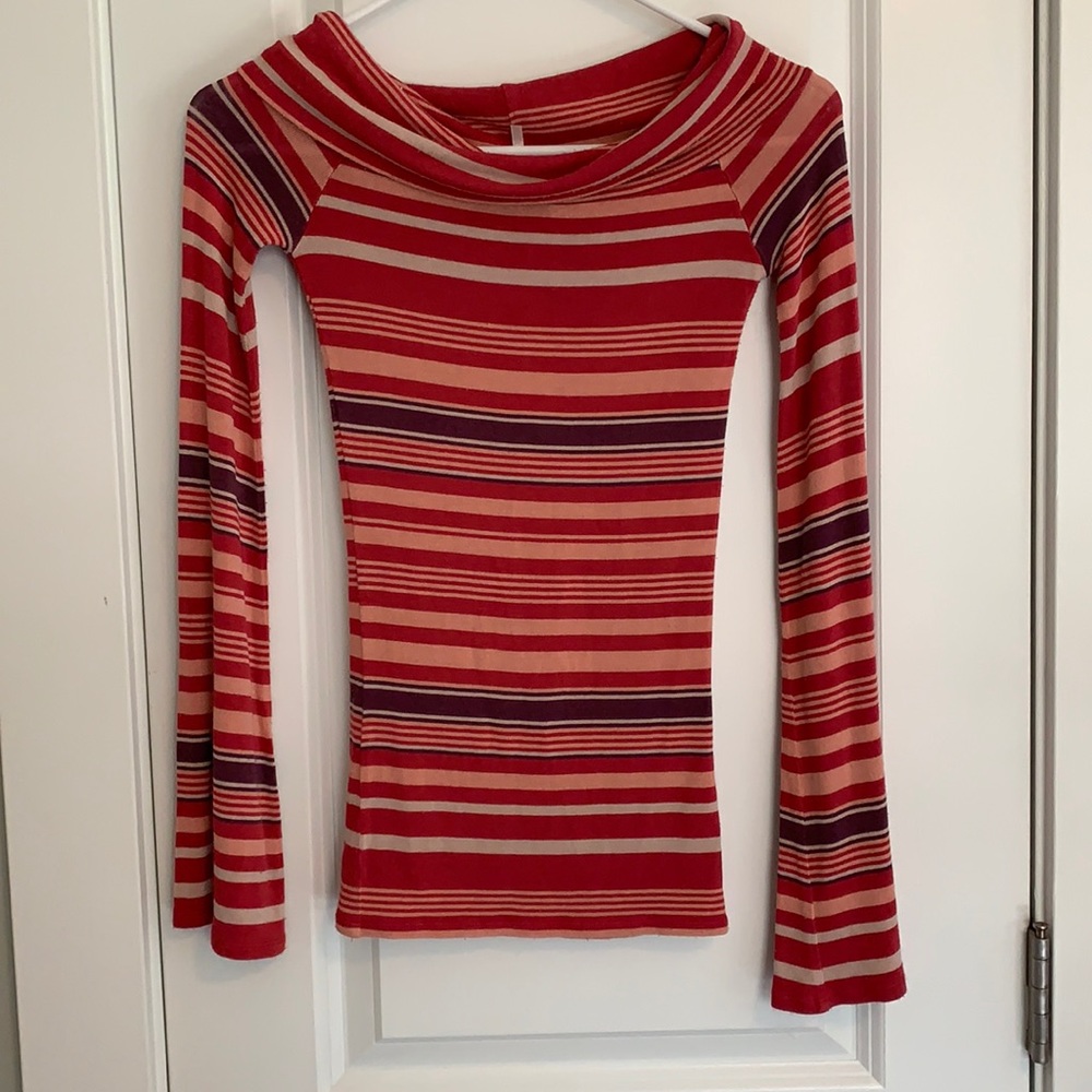 Free People Striped Long Sleeve Top